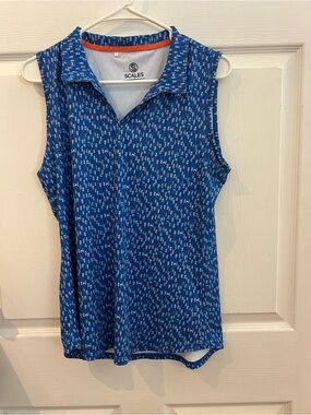 Scales Women’s Blue Sleeveless Polo Top sz M